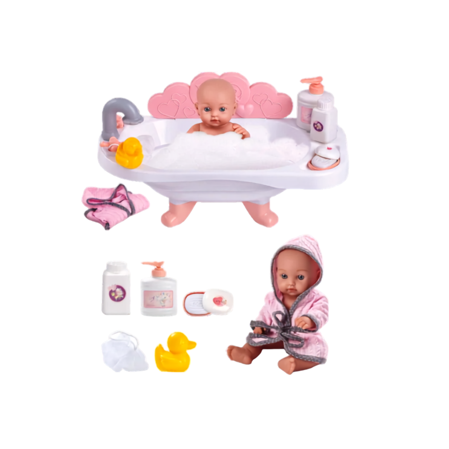 Muñeca Con Tina Y Accesorios De Baño