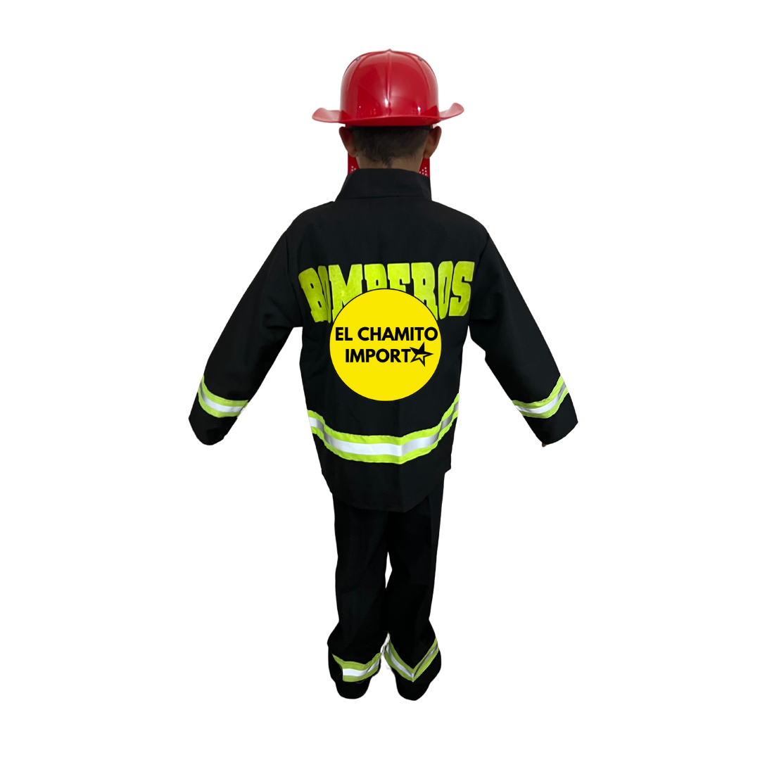 Disfraz De Bombero + Casco Y Accesorios Para Niños