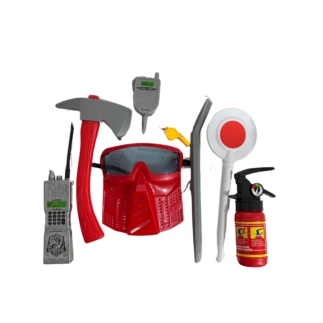 Casco Bombrero + Accesorios 9 pzas