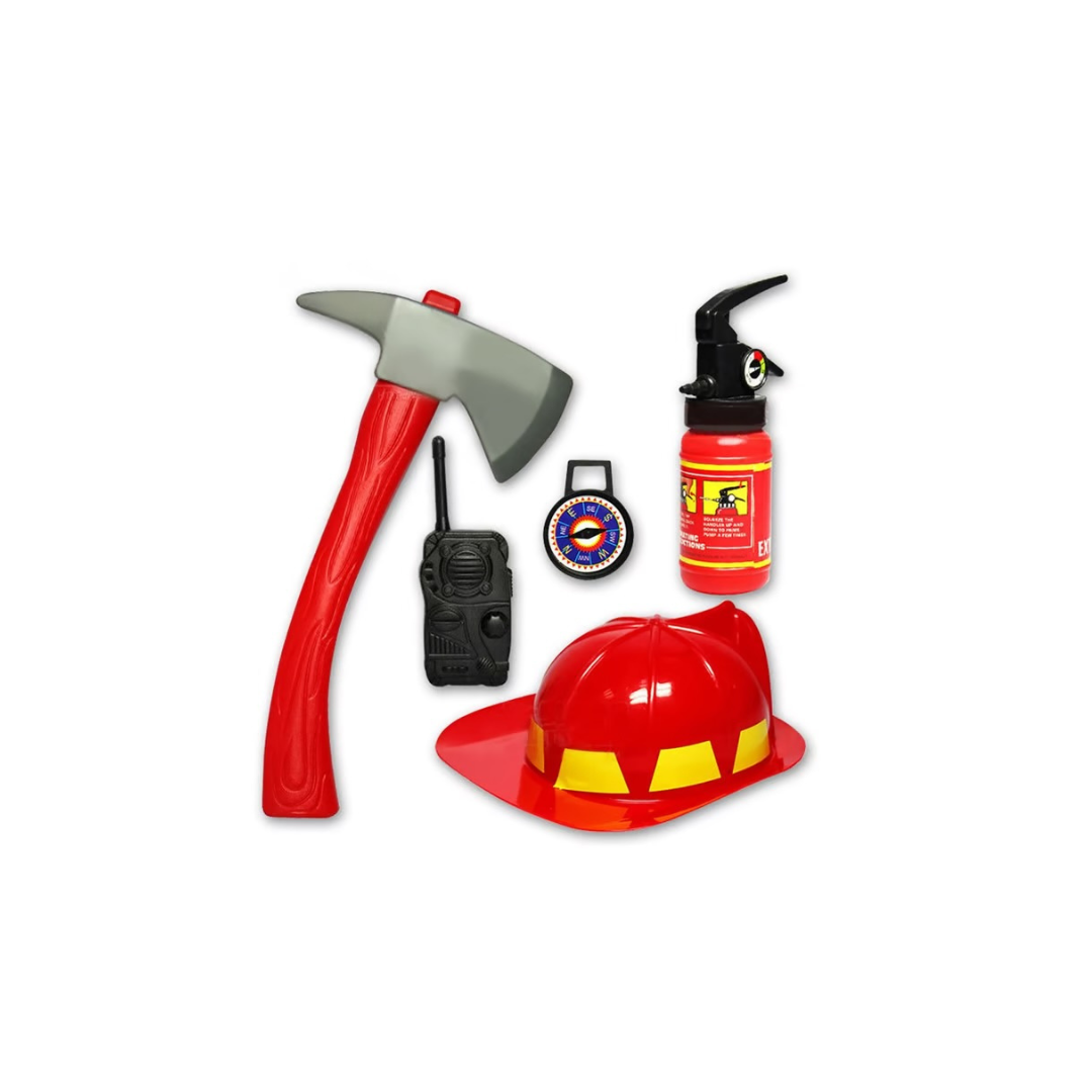 Set Casco + Herramientas De Bombero Para Niños