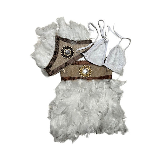 Traje Pascuense Plumas Para Niña Talla L/xl