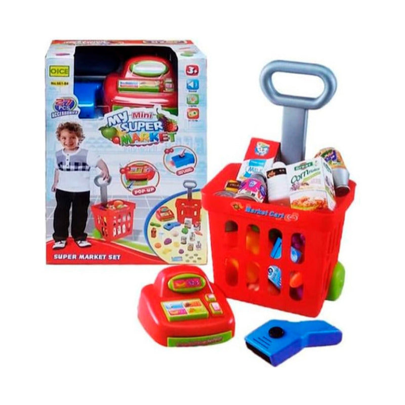 Carrito De Compra Con Caja Registradora Juguete Para Niños