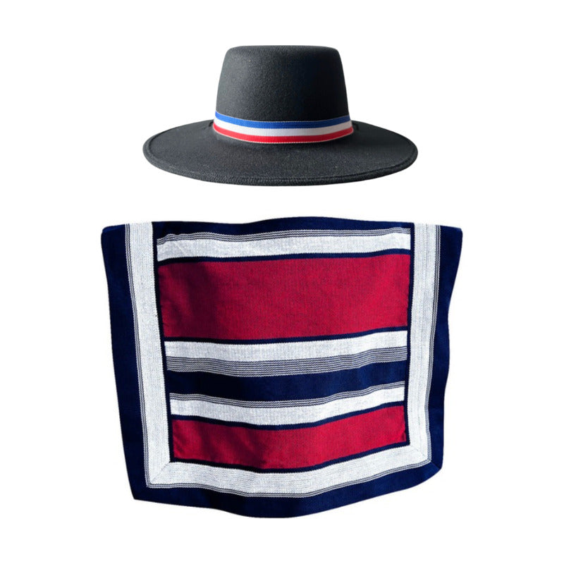 Manta Poncho Huaso Juvenil - Adulto + Sombrero 90x60