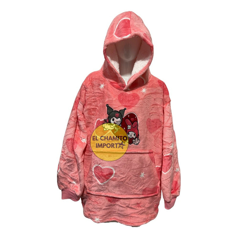 Maxi Poleron Sherpa Hello Kitty Kuromi Melody Kawaii Niñas