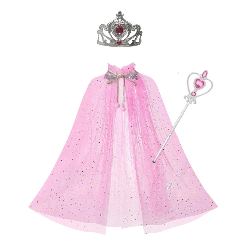 Disfraz De Princesa Para Niñas / Capa - Corona - Varita
