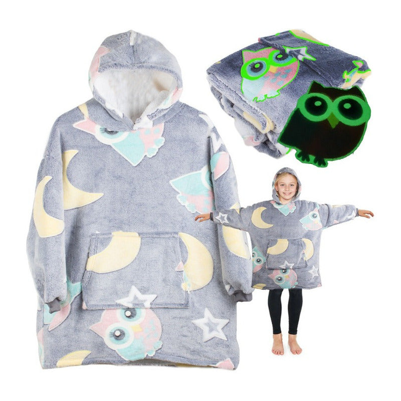 Maxi Poleron Sherpa Con Capucha Para Niños Luminoso