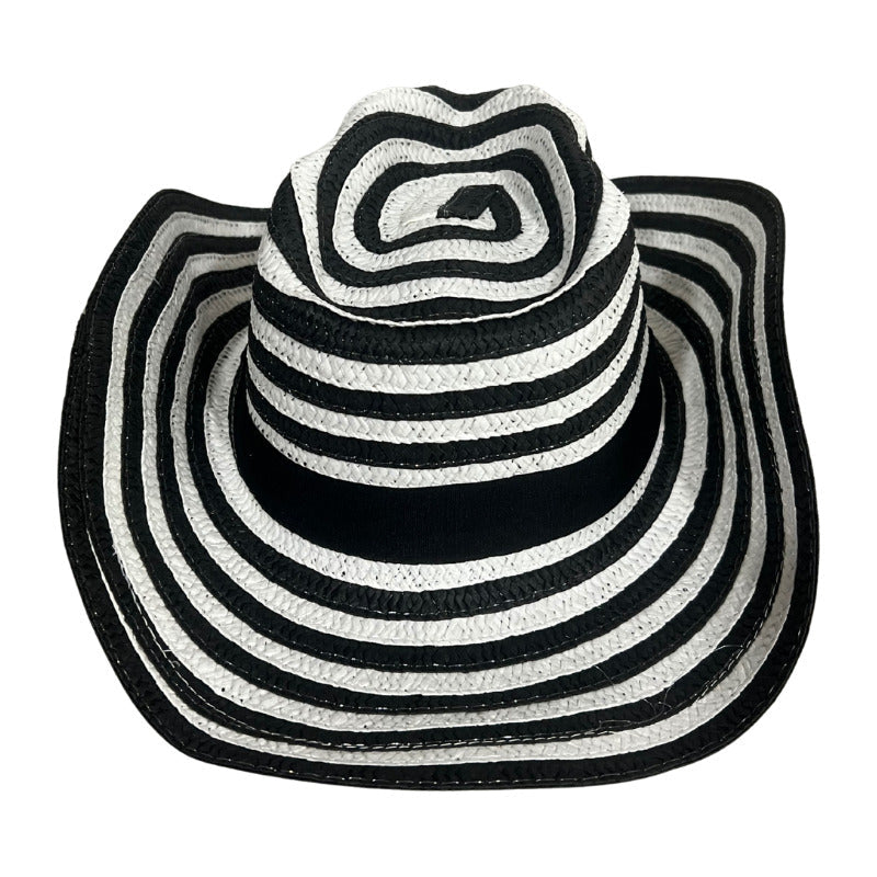 Sombrero Vueltiao Colombiano Unisex Niño - Adulto Blanco-negro Chica Rayas