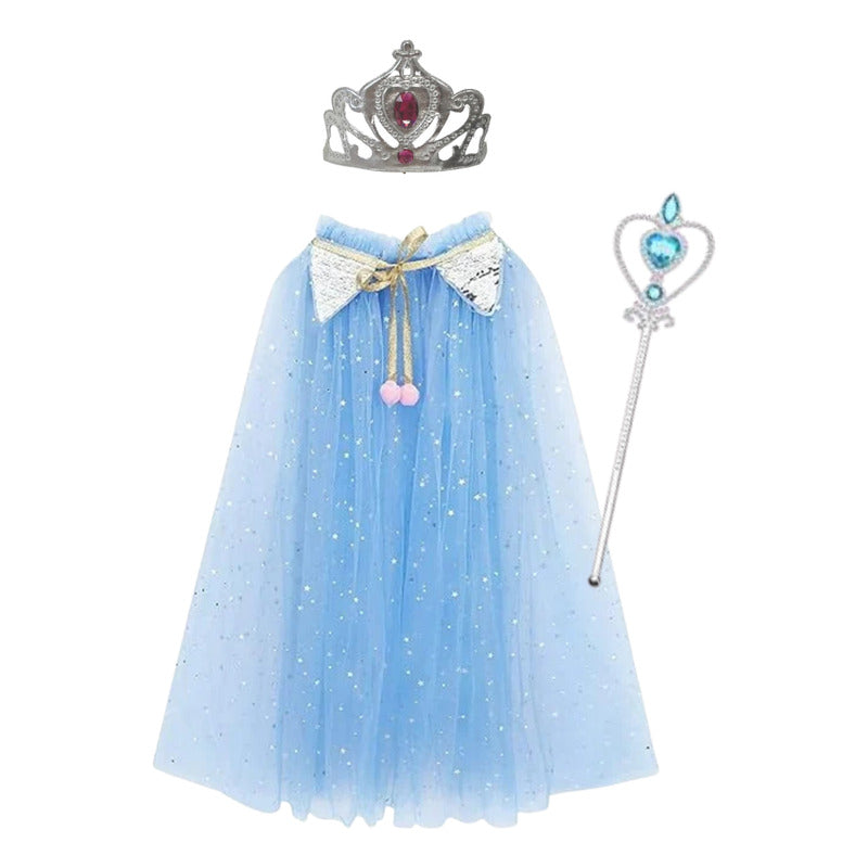 Disfraz De Princesa Para Niñas / Capa - Corona - Varita