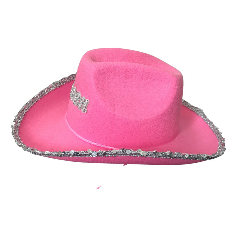 Sombrero Vaquero Rosa Queen Concierto Cosplay Rosa