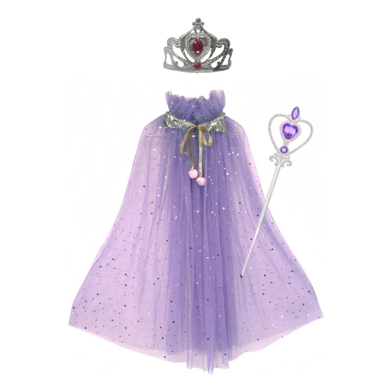 Disfraz De Princesa Para Niñas / Capa - Corona - Varita