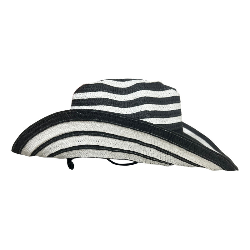Sombrero Vueltiao Colombiano Unisex Niño - Adulto Blanco-negro Chica Rayas