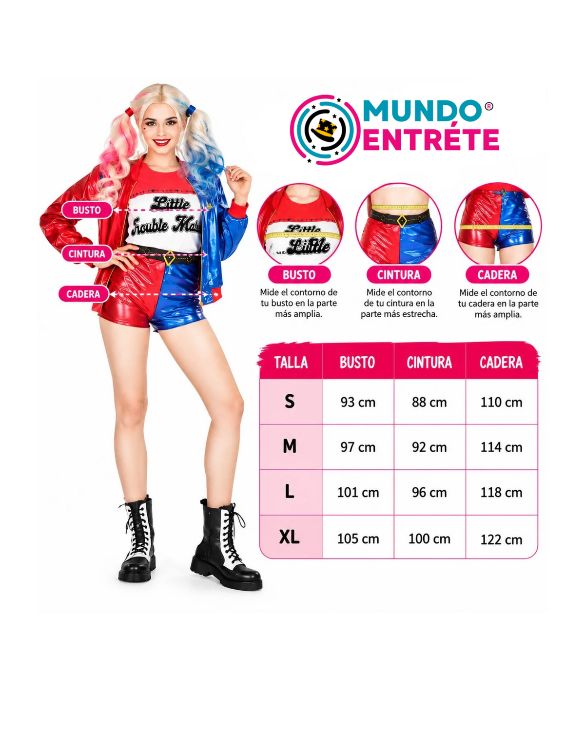 Disfraz Harley Quinn + Peluca Mujer