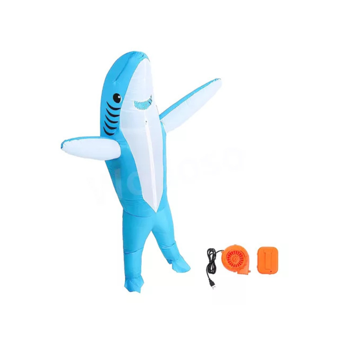 Disfraz Inflable Para Halloween, Tamaño Adulto, De Tiburón Azul
