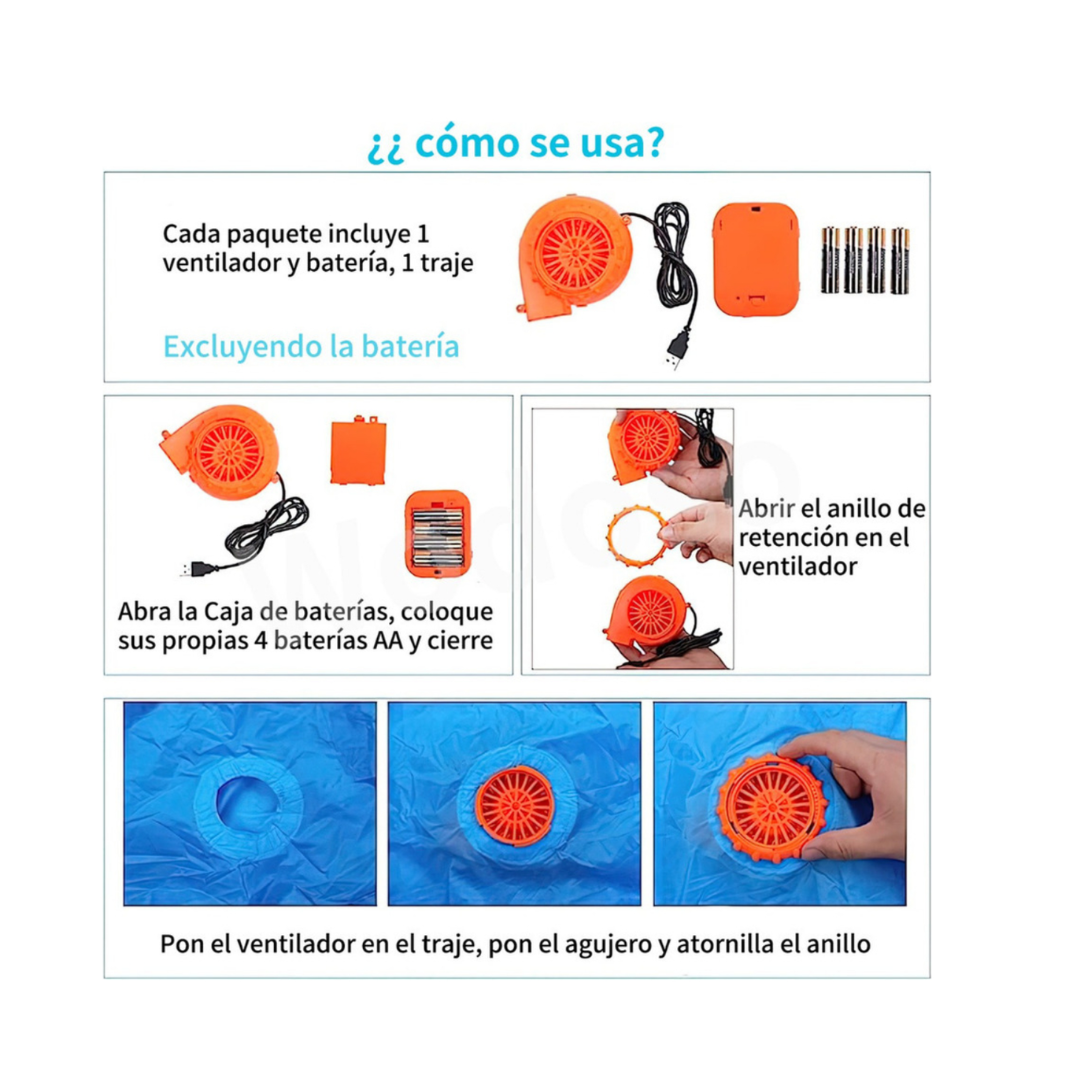 Disfraz Inflable Para Halloween, Tamaño Adulto, De Tiburón Azul