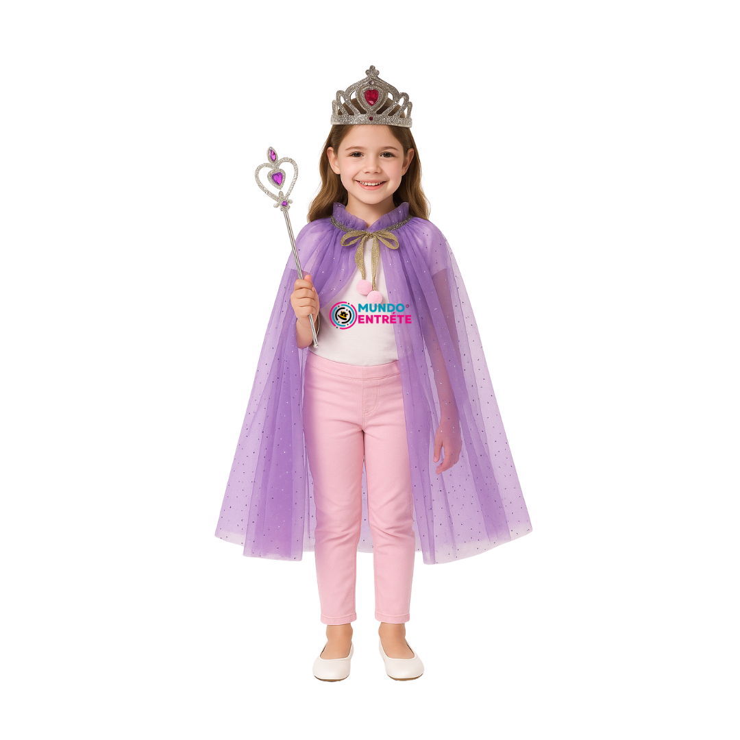Disfraz De Princesa Para Niñas / Capa - Corona - Varita