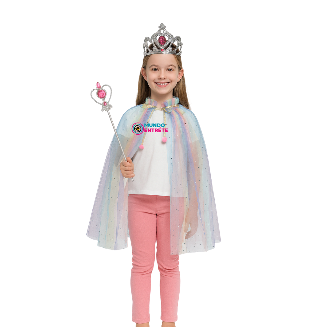 Disfraz De Princesa Para Niñas / Capa - Corona - Varita