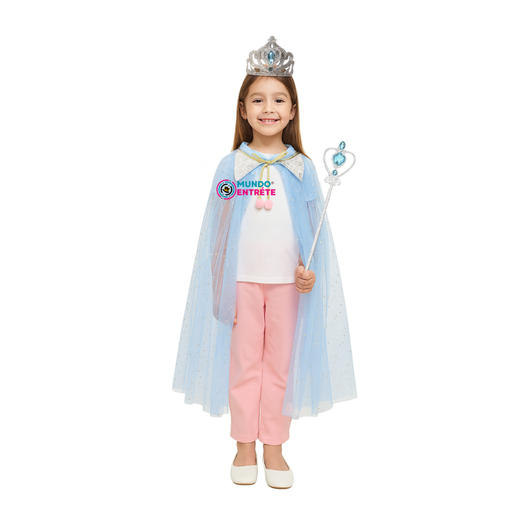 Disfraz De Princesa Para Niñas / Capa - Corona - Varita