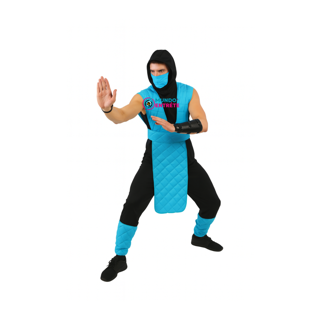 Disfraz De Sub Zero Mortal Kombat Adulto / Niño Cosplay Azul S