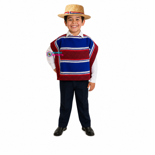 Manta/Poncho + Sombrero chupalla-Huaso Niño