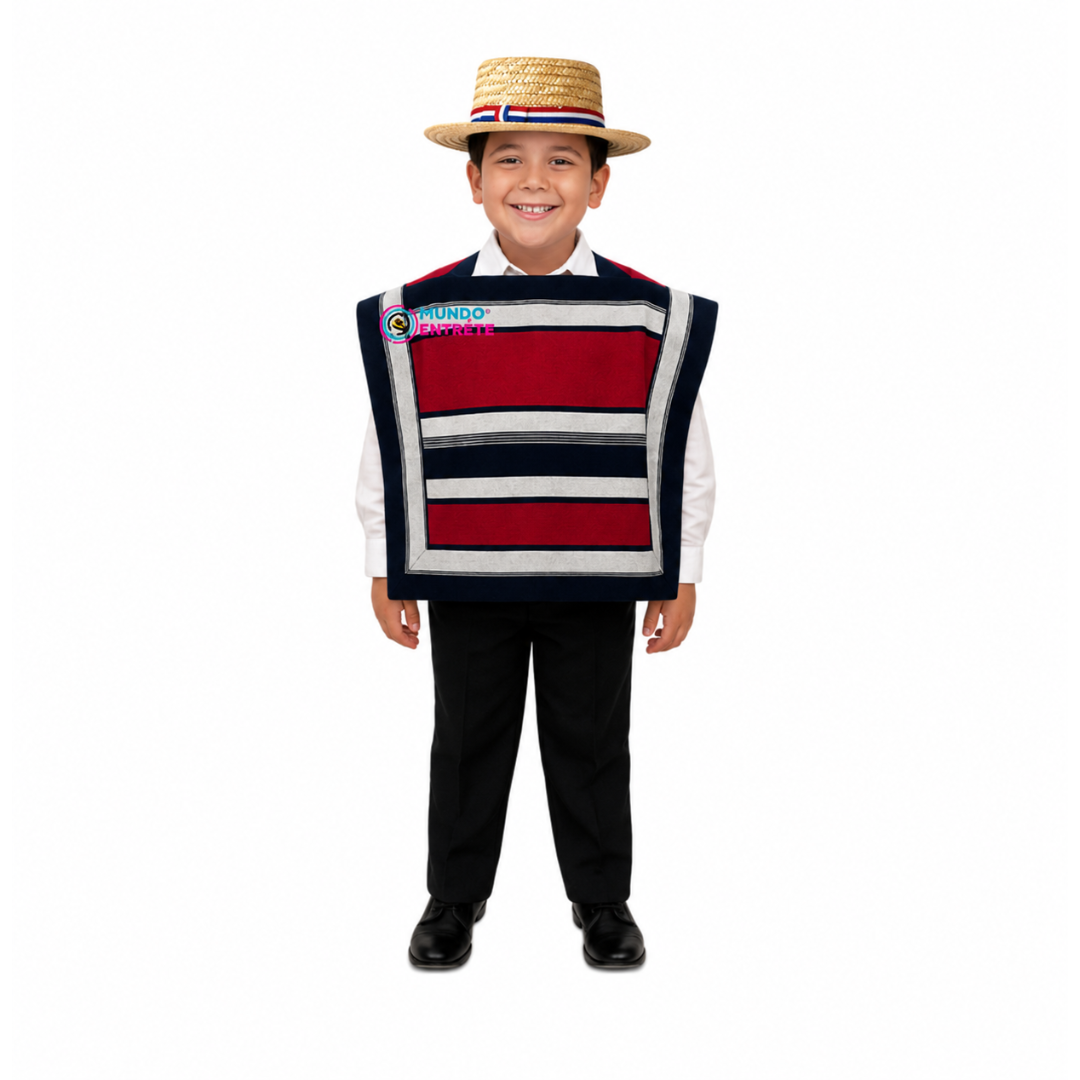 Manta/Poncho + Sombrero chupalla-Huaso Niño