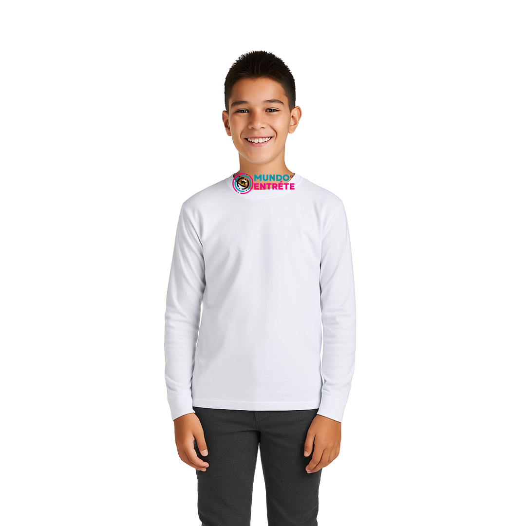 Polera Manga Larga Algodon Cuello Redondo