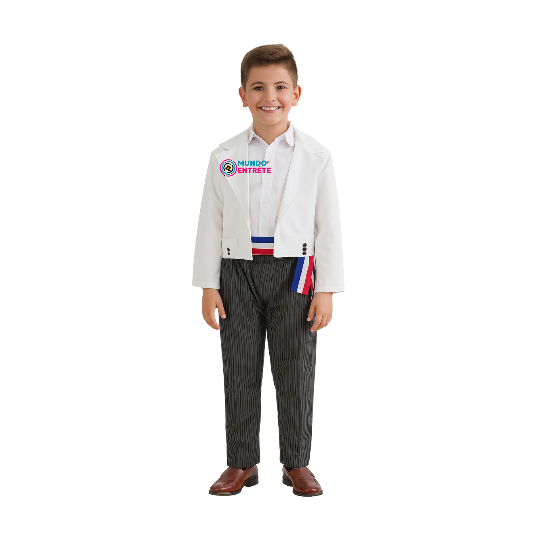 Traje Huaso Blanco Elegante Niño Fiestas Patrias