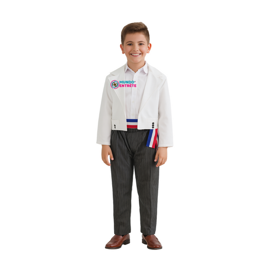 Traje Huaso Blanco Elegante Niño Fiestas Patrias