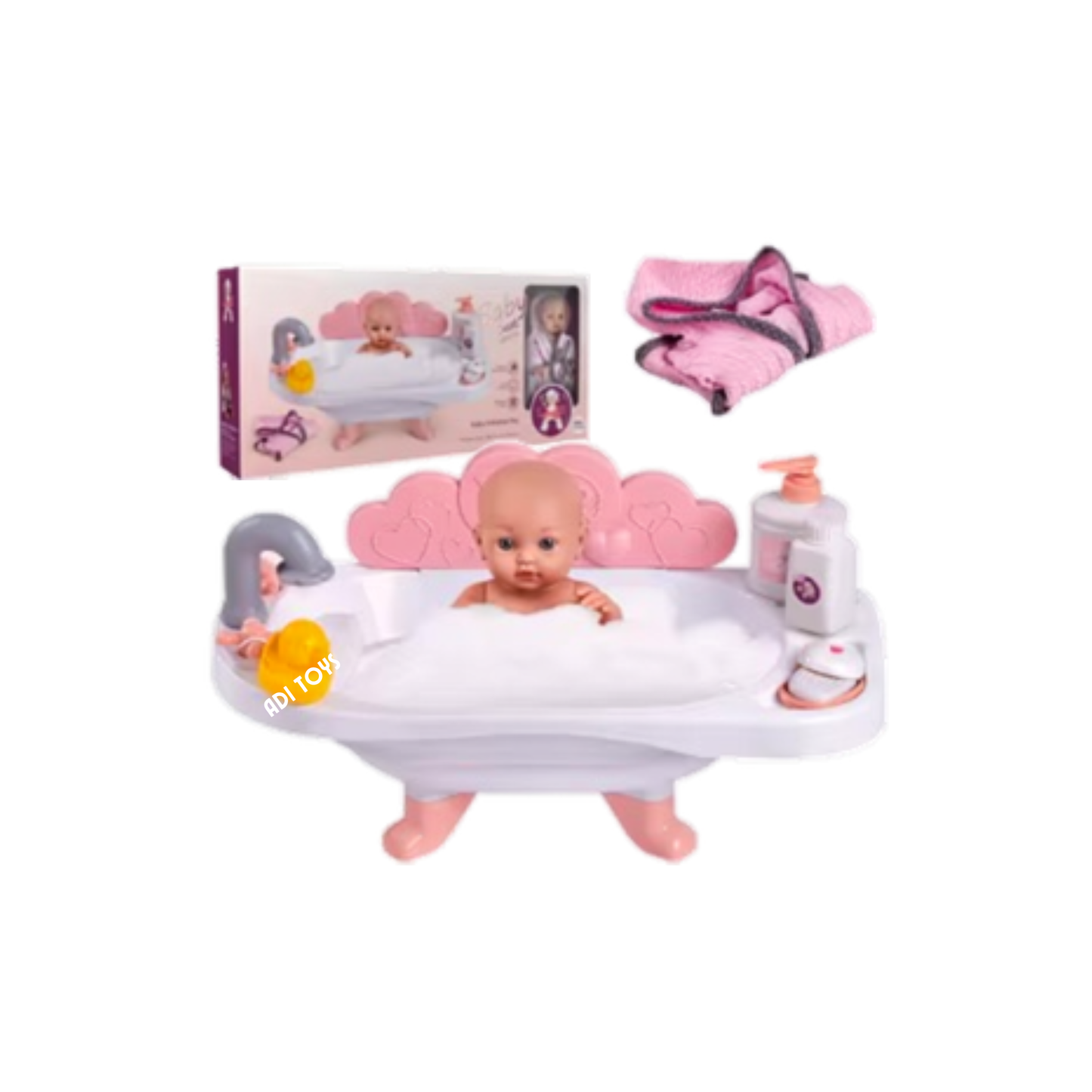 Muñeca Con Tina Y Accesorios De Baño
