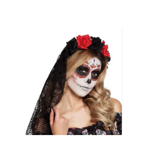 Cintillo Flores Con Velo Cintillo Catrina Hallowen