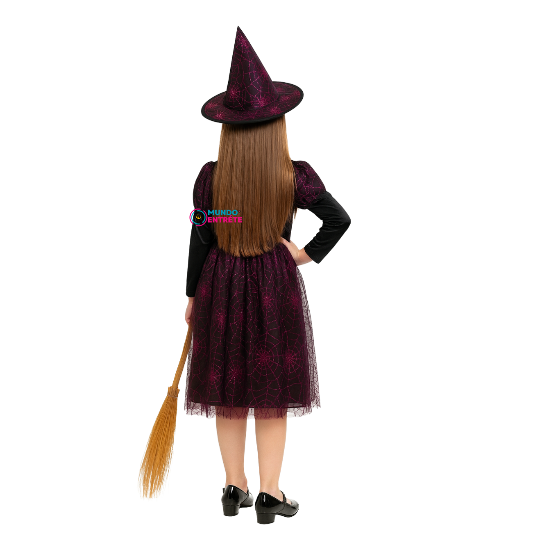 Disfraz Bruja Niña Halloween Cosplay Brujita Vestido + Gorro