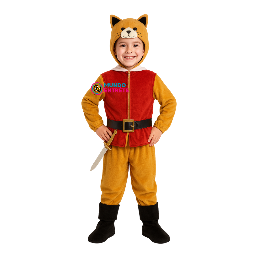 Disfraz Gato con botas para Niños