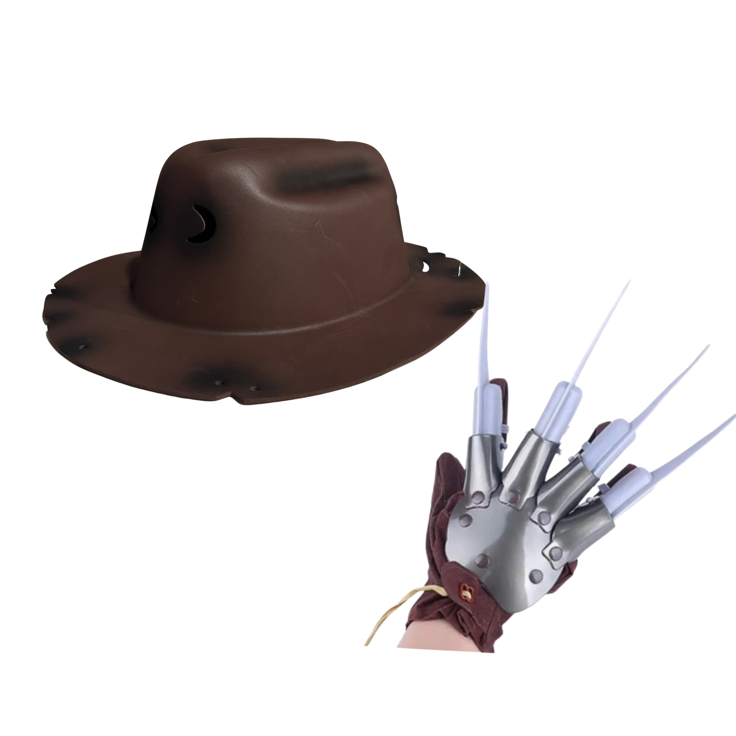 Set Disfraz Freddy Krueger Sombrero Y Guante Garras Cafe Standar
