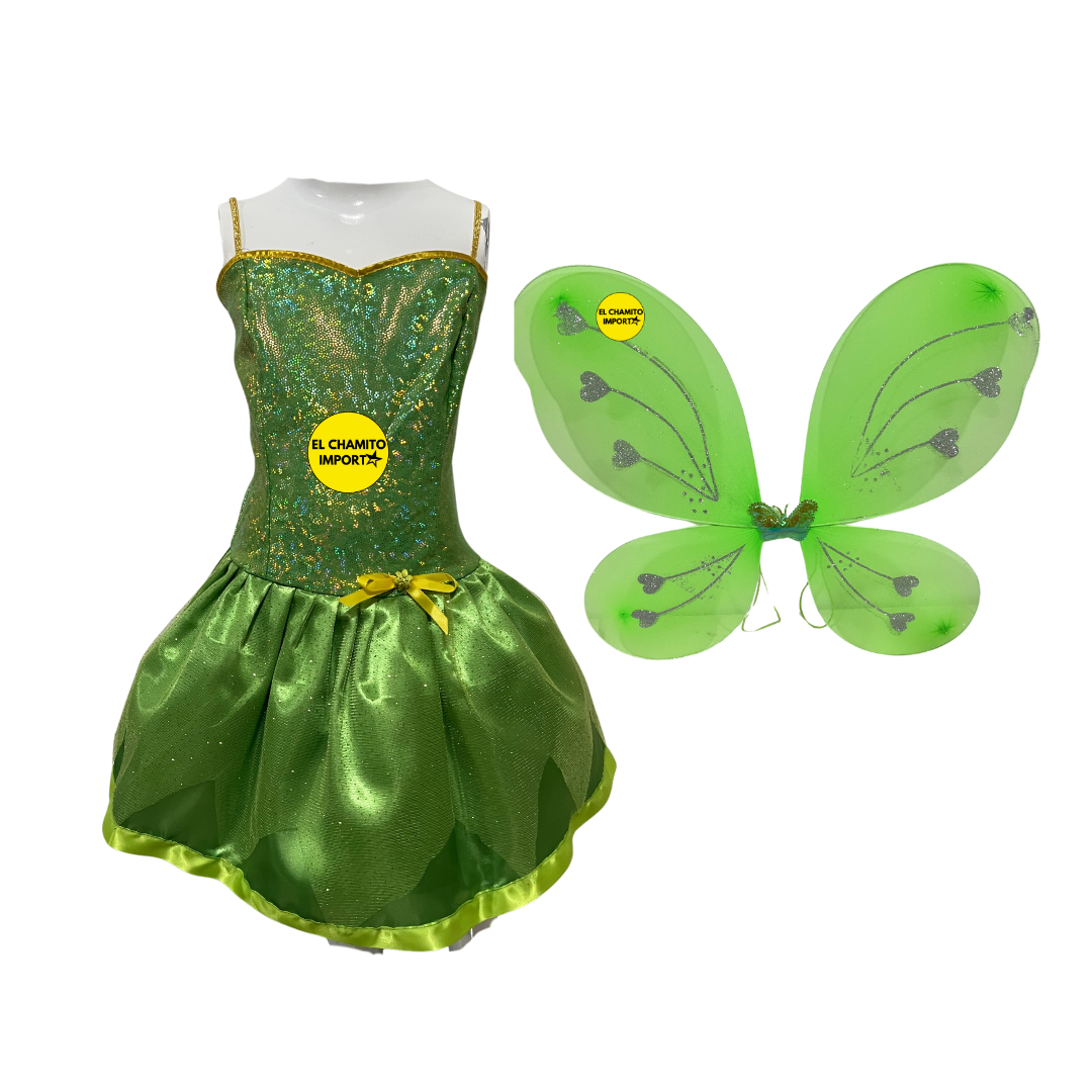 Disfraz Tinkerbell  Niñas, Vestido  Fiesta + Alas