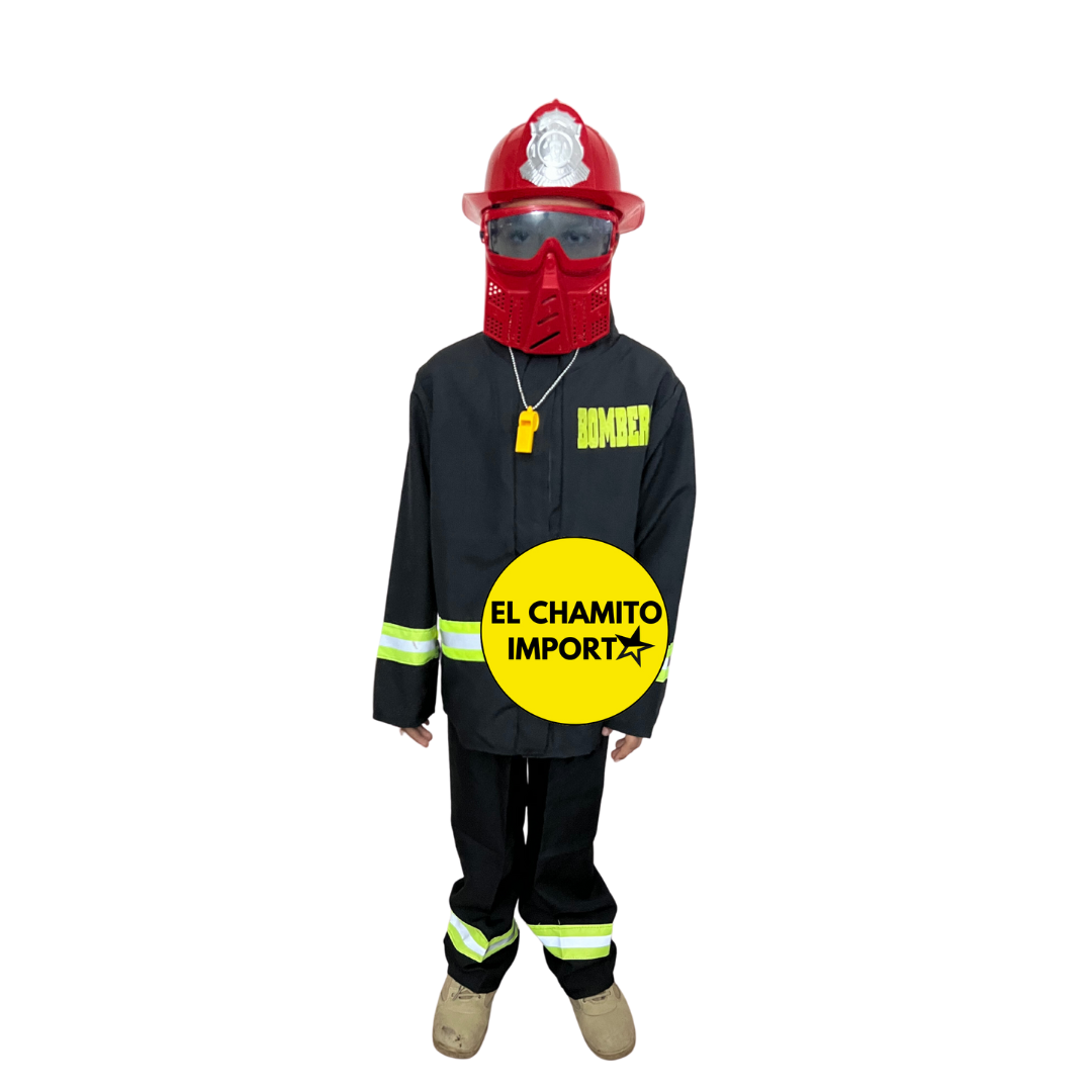Disfraz De Bombero + Casco Y Accesorios Para Niños