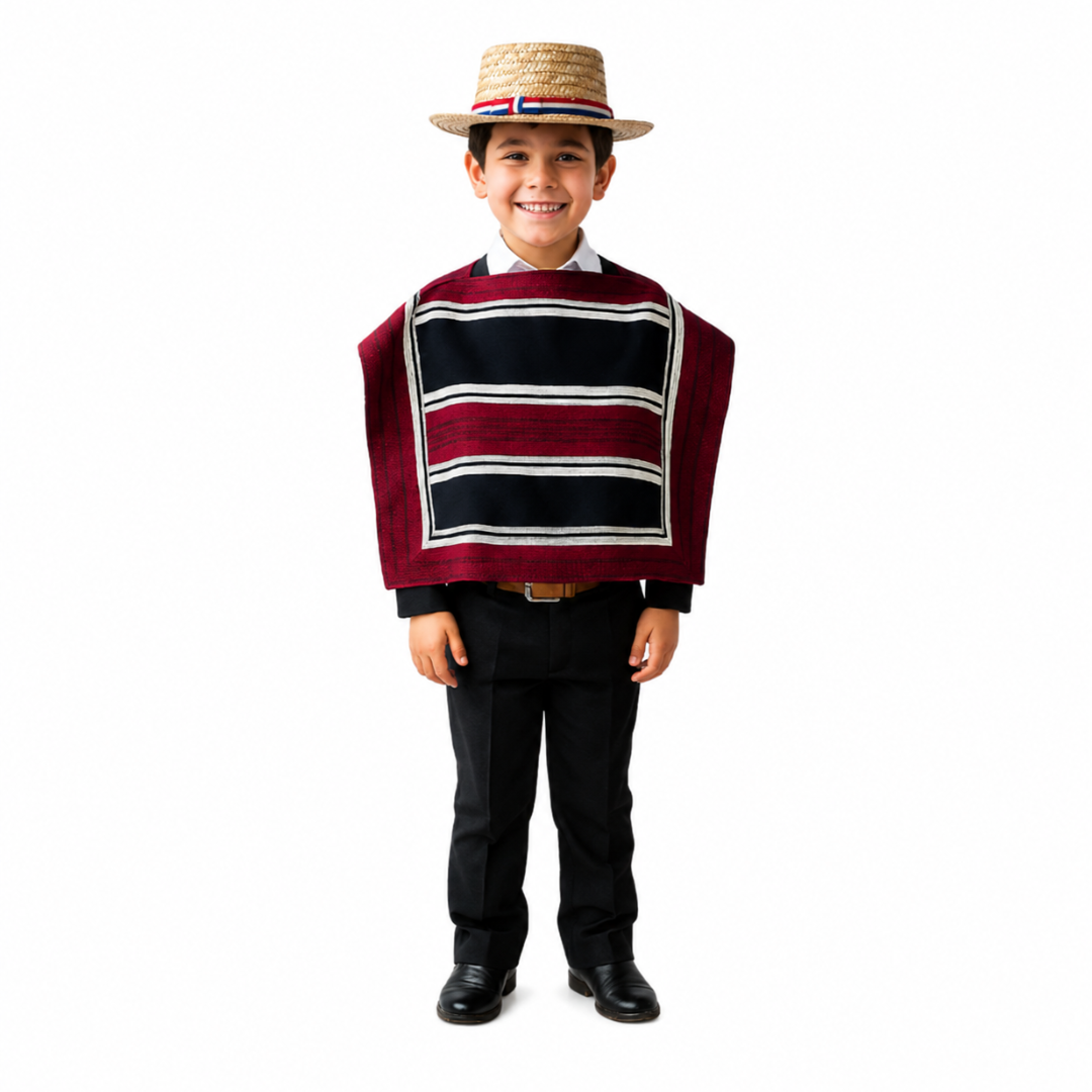 Manta/Poncho + Sombrero chupalla-Huaso Niño
