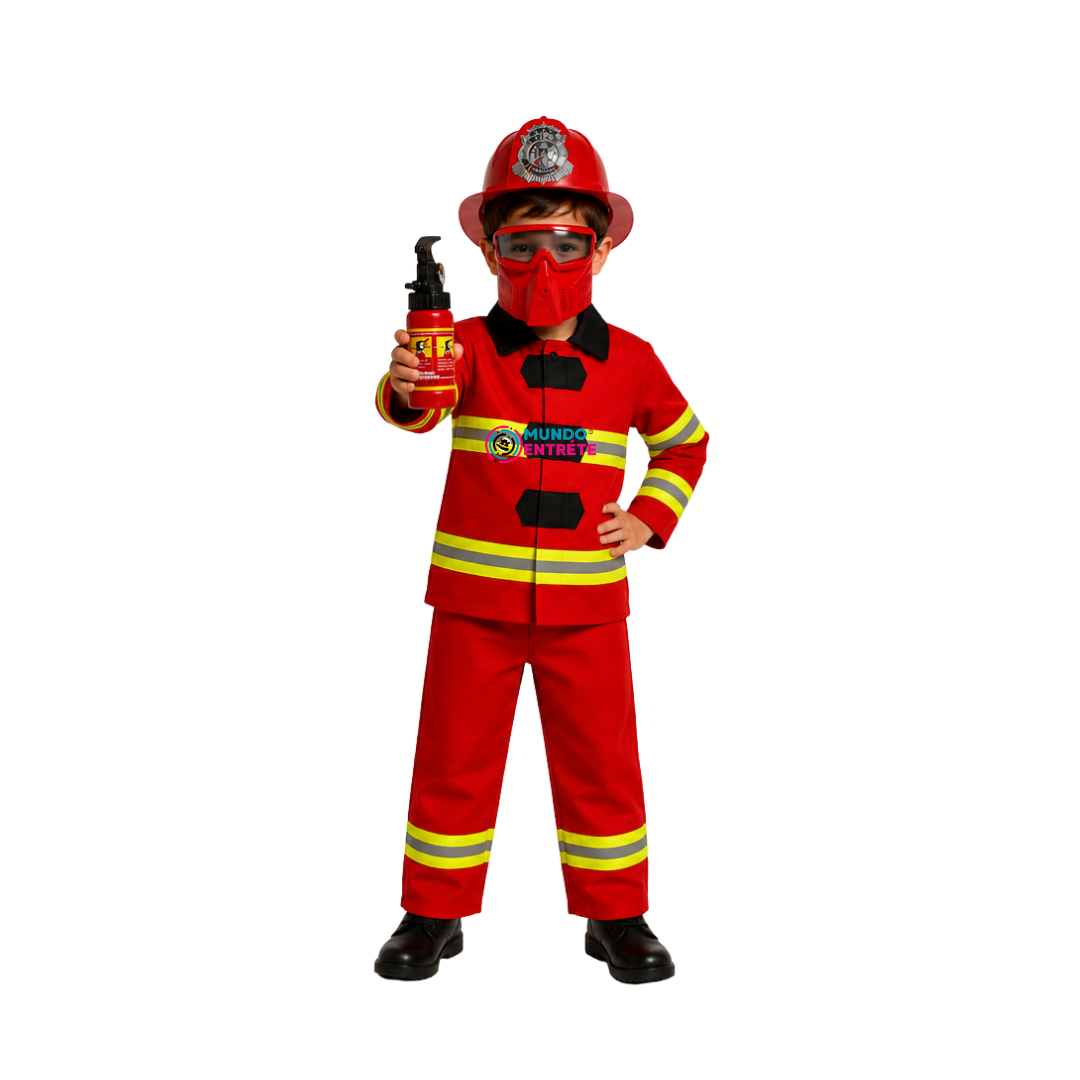 Disfraz De Bombero Con Casco Y Accesorios