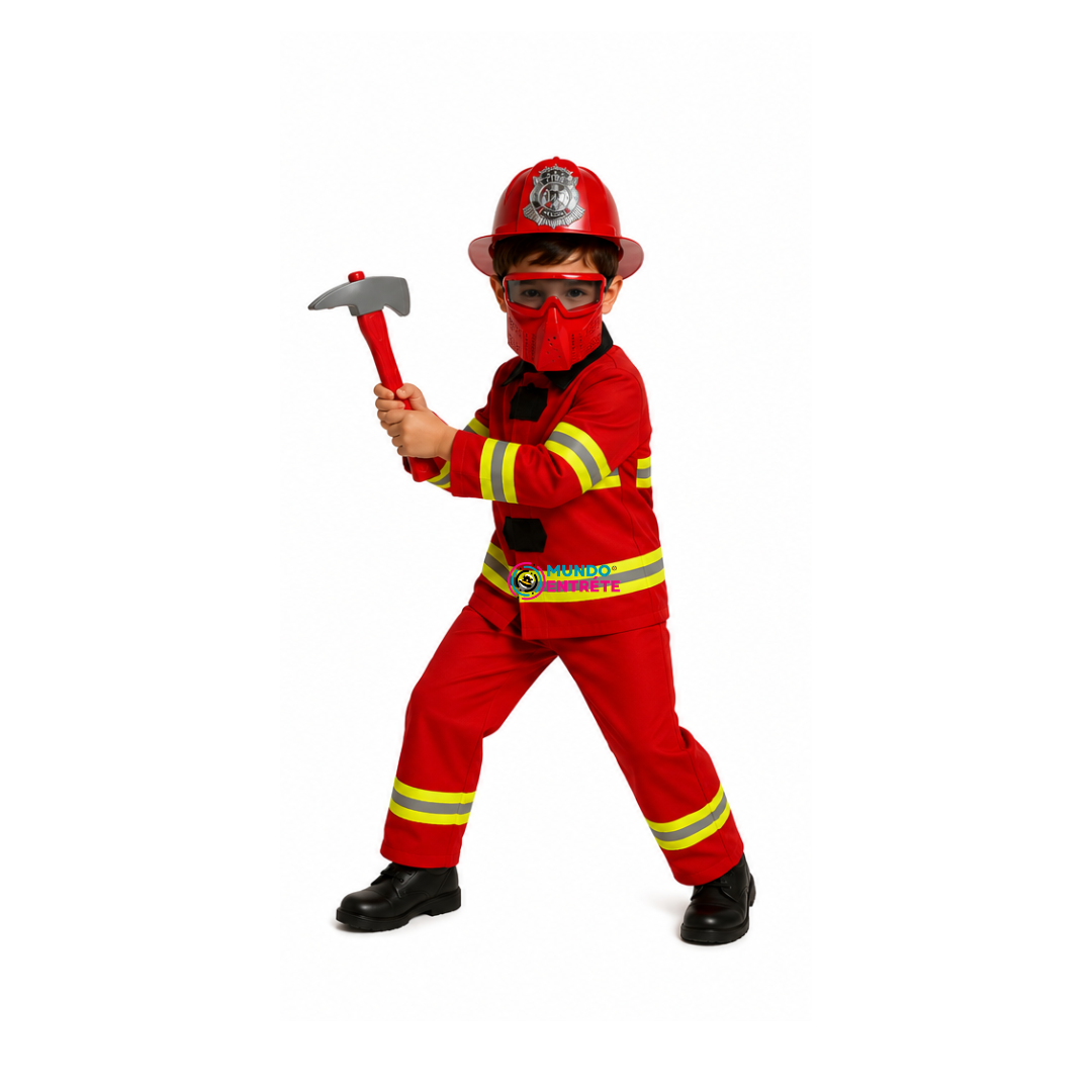 Disfraz De Bombero Con Casco Y Accesorios