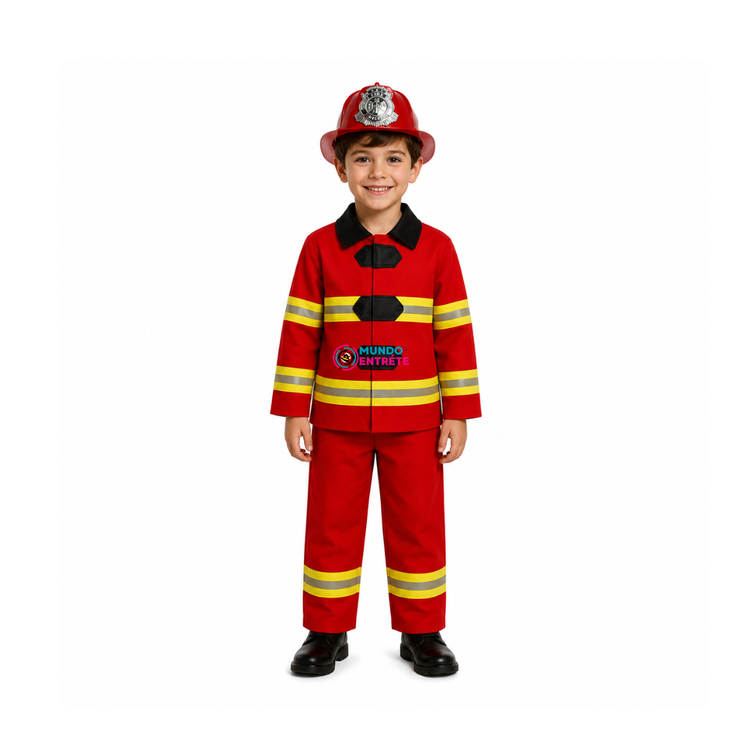 Disfraz De Bombero Con Casco Y Accesorios