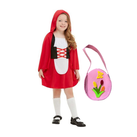Disfraz Capericita Roja con Capucha y Canasto para Niñas