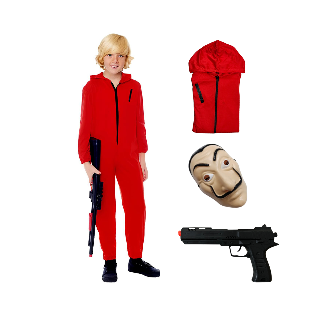 Disfraz Traje Casa Papel Overol+mascara+ Arma  Niño