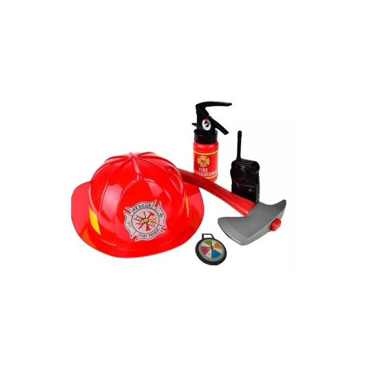 Set Casco + Herramientas De Bombero Para Niños