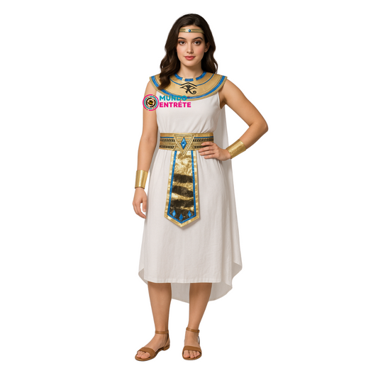 Disfraz De Mujer Faraona Egipcia Cleopatra Cosplay Blanco
