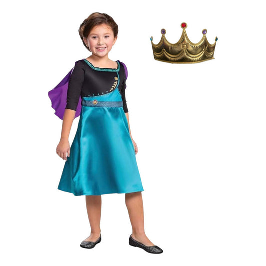 Disfraz Frozen Reina Anna Original + Corona Negro