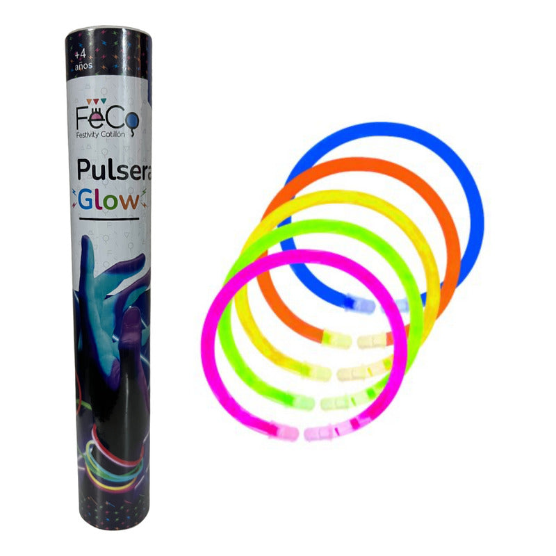 Pack 100 Pulseras Luminosas Flúor Glow Fiestas Flúor. Multicolor