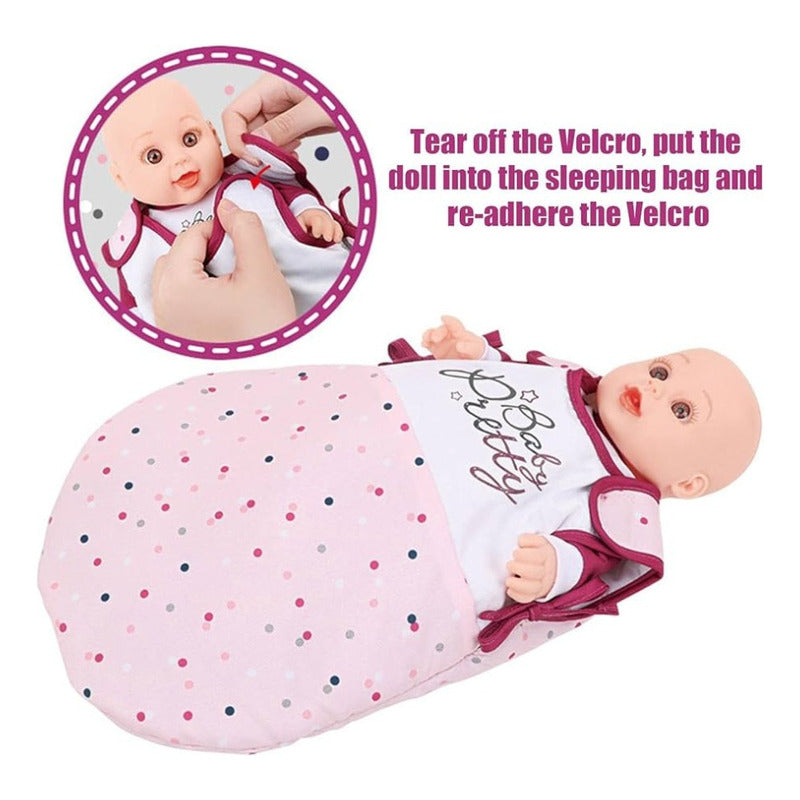 Muñeca Hace Pipi /sonido Con Saquito De Dormir + Accesorios