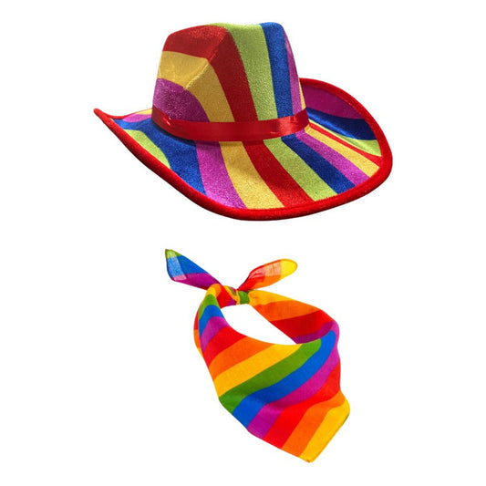 Pack Sombrero + Pañoleta Arcoíris Fantasía