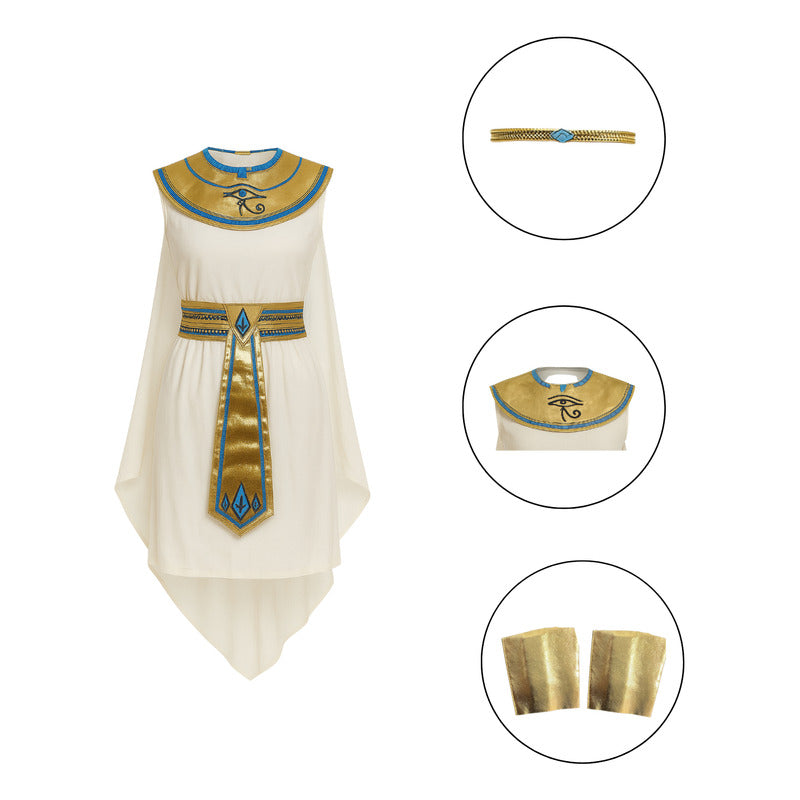 Disfraz De Mujer Faraona Egipcia Cleopatra Cosplay Blanco