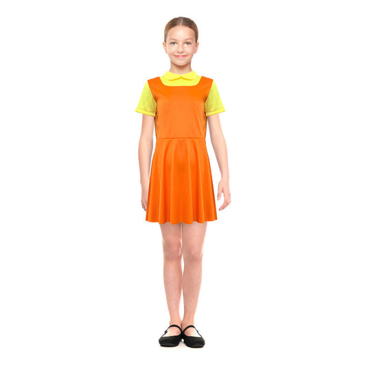 Disfraz Muñeca Juego Calamar Niña Naranja