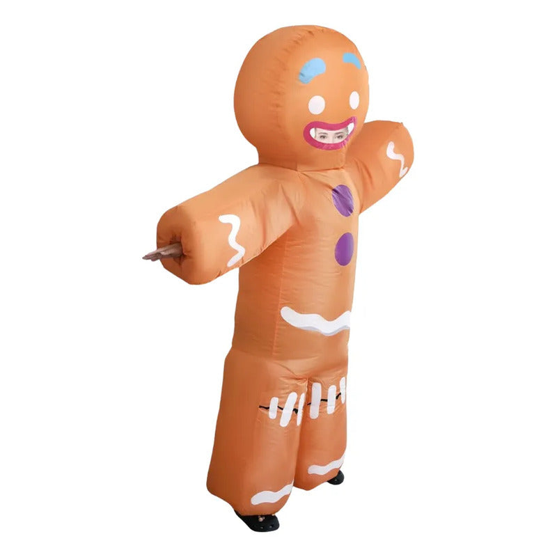 Disfraz Galleta De Jenjibre Inflable Azul Adulto 160-190