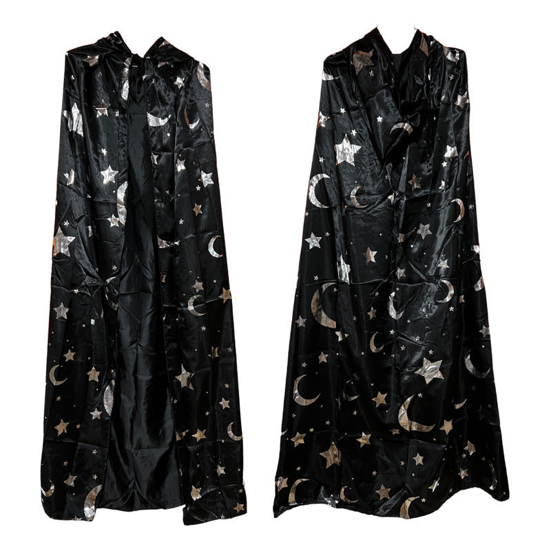 Set. Disfraz Mago Capa Estrellas,gorro,humita,varita Adulto
